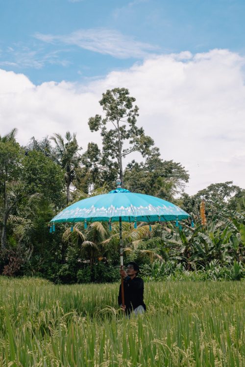 Bali parasol - Blauw half zilver - 180/250/280cm