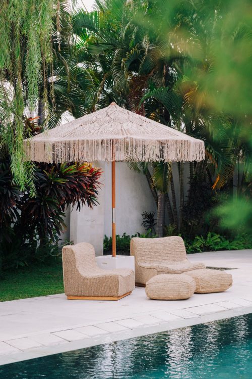 Handgeknoopte parasol - Leafs - crème 250cm